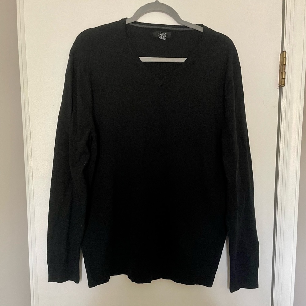 Alfani Solid Black V Neck Sweater